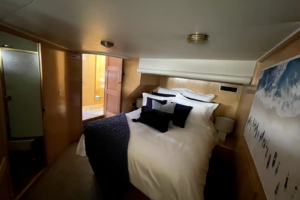 Additional guest bedroom aboard the Lady M yacht