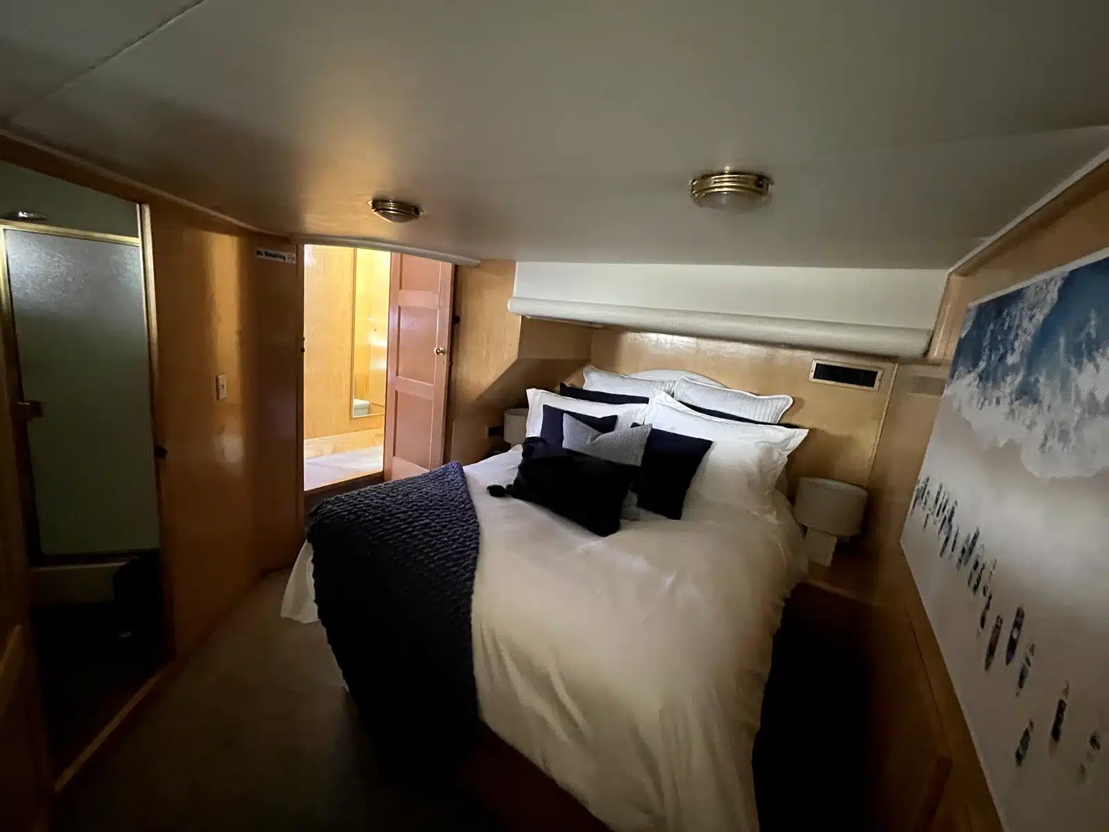 Additional guest bedroom aboard the Lady M yacht